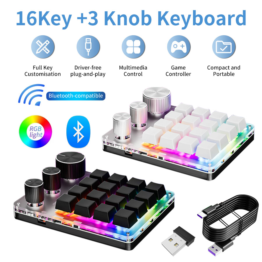 Gaming Keyboard Mini Mechanical - Programmazione wireless Bluetooth Macro Personalizzato 16