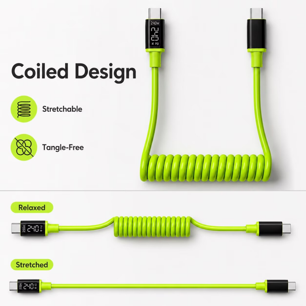 Cavo di Ricarica USB C/USB-A a - Coiled Usb Cable recensione e prezzo